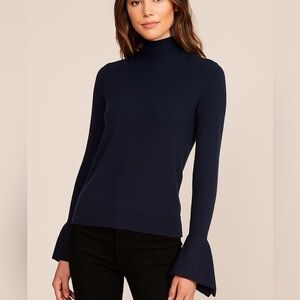 Autumn cashmere navy bell sleeve sweater